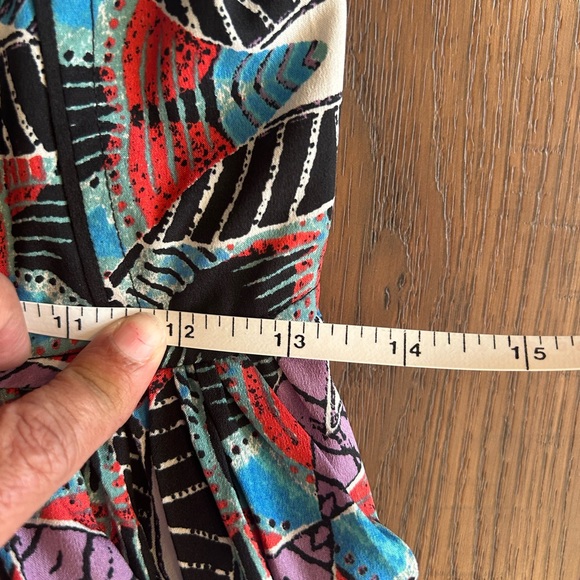 Festival Boho Band of Gypsies Mini Multicolor Patterned Dress, Spaghetti Straps - Picture 8 of 8